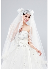Cheap One-Tier Lace Edge Drop Veil Wedding Veils