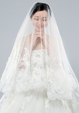 Discount Two-Tier Classic Wedding Veils with Lace Edge