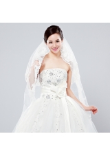 Elegant One-Tier Oval Elbow Veils with Lace Edge