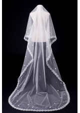 One-Tier Oval Lace Edge Bridal Veils for Wedding Party