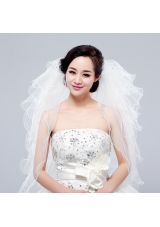 Multi-Tier Pencil Edge Elbow Bridal Veils Whites Bridal Veils