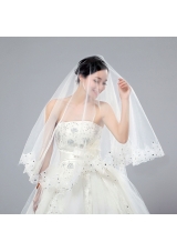 One-Tier Cut Edge White Classic Chapel Bridal Veils