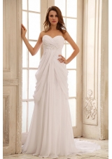 Beach Wedding Dress Sweetheart Appliques and Ruch Chiffon