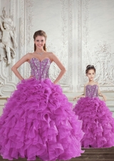 New Arrival Fuchsia Princesita Dress with Beading and Ruffles for 2015