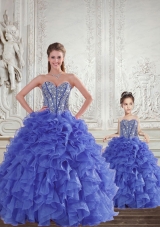 Wonderful Blue Princesita Dress with Beading and Ruffles