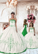 2015 Affordable Olive Green Embroidery Princesita Dress in White