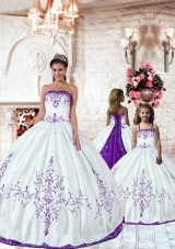 Customize Purple Embroidery White Princesita Dress for 2015