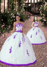 Fashionable Appliques White and Eggplant Purple Princesita Dress for 2015