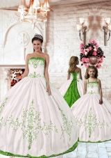 Pretty Spring Green Embroidery White Princesita Dress for 2015 Spring
