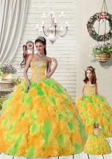 Super Hot Ruffles and Beading Orange and Green Princesita Dress for 2015