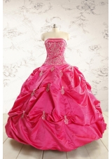 2015 Beautiful Strapless Quinceanera Dress with Appliques