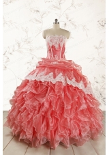 2015 Fashionable Strapless Watermelon Quinceanera Dresses