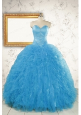 2015 Most Popular Baby Blue Quinceanera Dresses with Beading