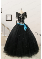 Cheap Black Quinceanera Dresses with Appliques