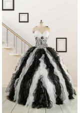 Exclusive Black and White Quinceanera Dresses with Zebra and Ruffles