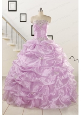 2015 Gorgeous Lilac Quinceanera Dresses with Appliques and Ruffles