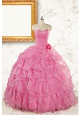 2015 Pretty Sweetheart Beading Baby Pink Quinceanera Dresses