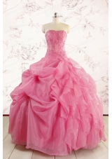 Cheap Strapless Quinceanera Dresses with Pick Ups and Wraps