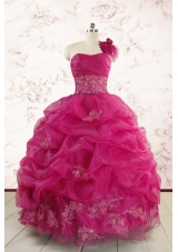 2015 Cheap Appliques Quinceanera Dresses in Fuchsia