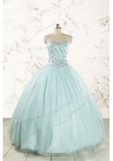 2015 Exclusive Apple Green Quinceanera Dresses with Reinstones