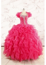 2015 Hot Pink Beading Wonderful Quinceanera Dresses