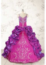 Classic Ball Gown Embroidery Court Train Quinceanera Dresses in Multi Color