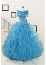 Hot Sell Blue Quinceanera Dresses With Beading and Ruffles