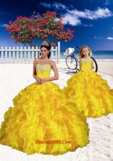 2015 Most Popular Appliques and Beading Yellow Princesita Dress