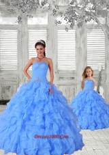 Affordable Beading and Ruching Baby Blue Princesita Dress