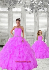 Fashionable Beading and Ruching Hot Pink Princesita Dress for 2015