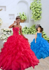 New Style Organza Coral Red Princesita Dress with Beading and Ruffles for 2015