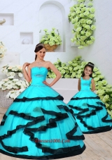 2015 Fashionable Aqua Blue Princesita Dress with Beading and Ruching