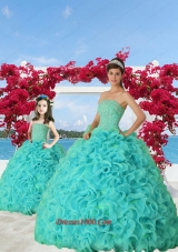 2015 Luxurious Turquoise Princesita Dress with Beading and Ruffles