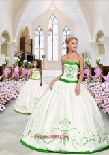 Beautiful Embroidery White and Spring Green Princesita Dress for 2015 Spring