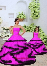 Luxurious Beading and Ruching Organza Fuchsia Princesita Dress