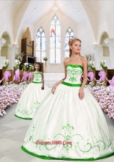 Unique Embroidery White and Spring Green Princesita Dress for 2015 Spring