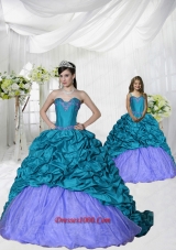 New Style Appliques Brush Train Blue and Purple Princesita Dress