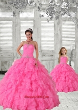 Beading Strapless Hot Pink Princesita Dress with Ruffles and Ruching