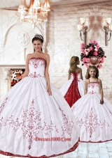 White Strapless Princesita Dress with Red Embroidery for 2014