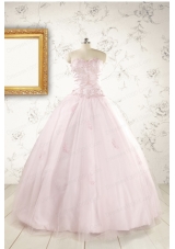 2015 Pretty Appliques Light Pink Quinceanera Dresses