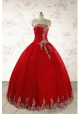 Elegant Red Strapless Quinceanera Dresses for 2015