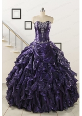 Luxurious 2015 Ball Gown Purple Quinceanera Dresses with Appliques