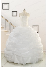 Pretty White Strapless 2015 Quinceanera Dresses with Beading