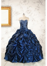 2015 Exclusive Appliques Navy Blue Quinceanera Dresses