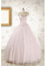 2015 Pretty Beading Light Pink Quinceanera Dresses