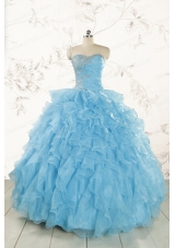 Baby Blue 2015 Prefect Quinceanera Dresses with Beading and Ruffles