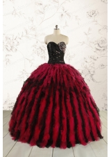 Luxurious Sweetheart Beading Quinceanera Dresses in Red and Black
