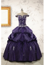 2015 Latest Off The Shoulder Appliques Quinceanera Dresses in Purple