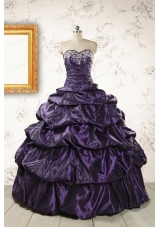 2015 Modern Sweetheart Purple Quinceanera Dresses with Appliques