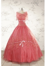 Watermelon Cheap Appliques Quinceanera Dresses for 2015